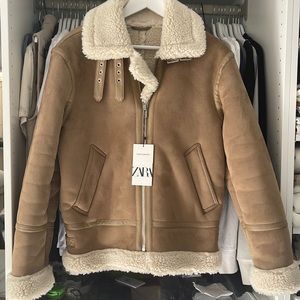 Zara faux shearling coat. Tan. Size Small with tags
